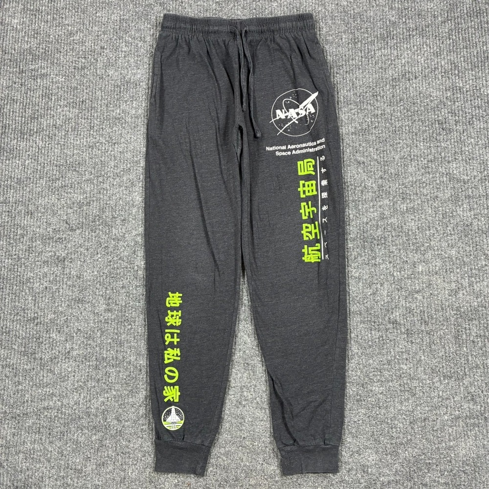 NASA MAD Engine Gray Jogger Sweatpants Mens Size Small Graphic Space Logo
